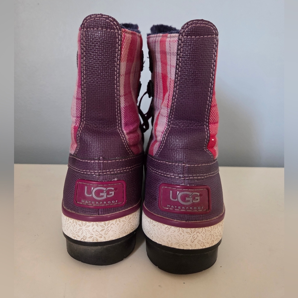 UGG Decatur Sugar Plum Plaid Winter Rain Boots Size 7 - Picture 4 of 8